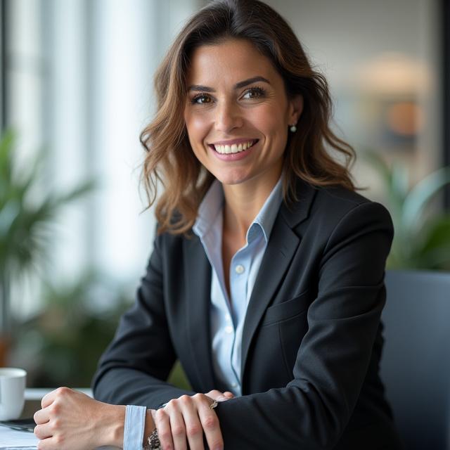 Confident CEO portrait in an office environment.