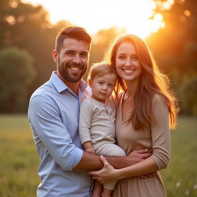 A beautifully lit family portrait session.